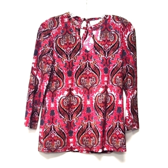 Jones Studio women's blouse Size:XS -red/white/tan - Picture 1 of 8